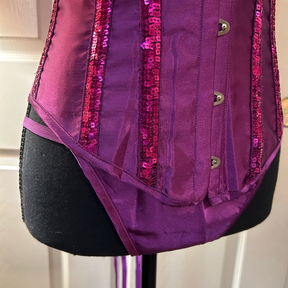 NWOT Purple and Hot Pink sequined stripes comes with g-string - Picture 5 of 5